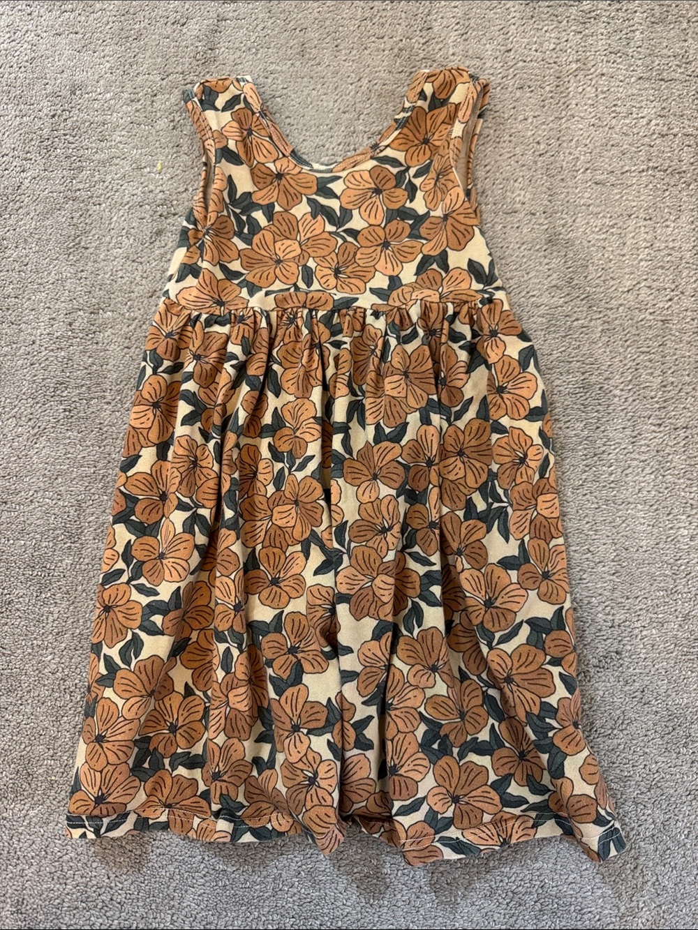 Shop Sova Girls' Tan Floral Sleeveless Sundress - 7T (runs small)